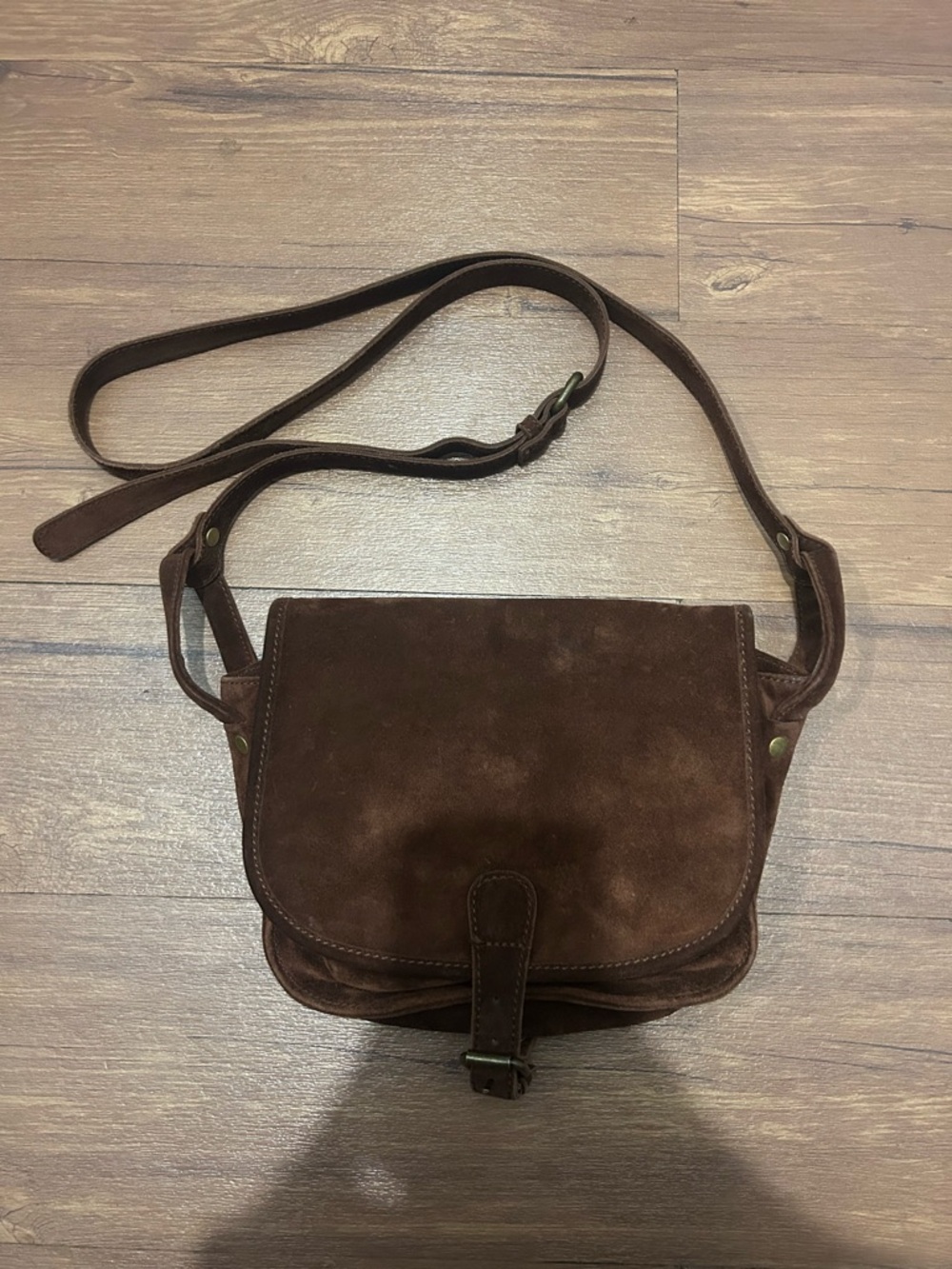Club Monaco Brown Suede Messenger Crossbody Bag